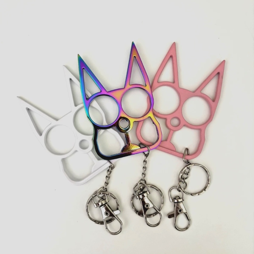 Cat Pointy Ears Metal Knuckle Protection! 3, Self Defense Safety Keychains
